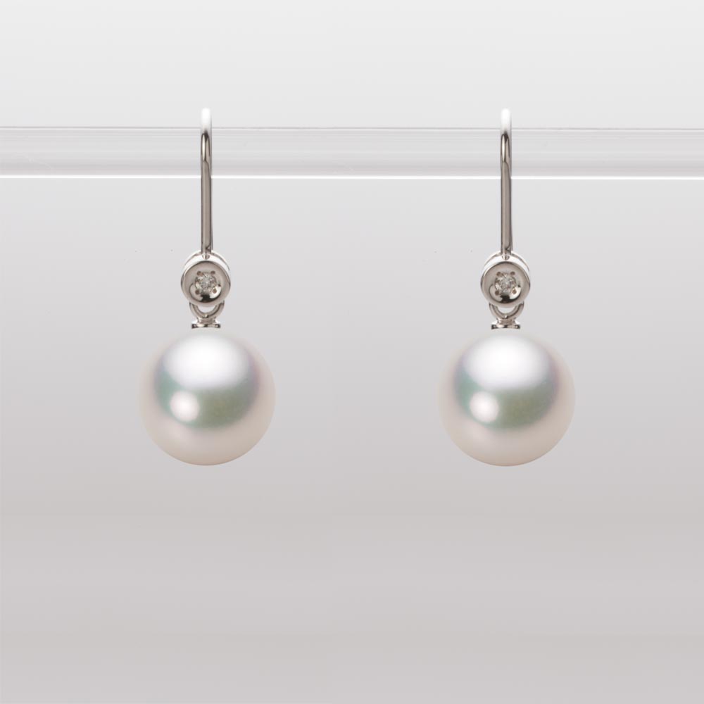 9.0mmアコヤ真珠ピアス（ホワイトピンク・マリン）