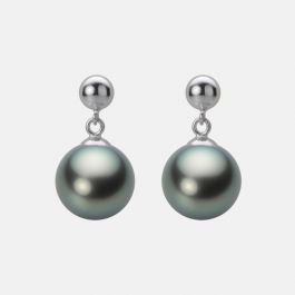 9.0mm 黒蝶真珠ピアス | Moon Label - 大月真珠オンラインショップ