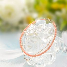 美品☆K10PG☆桃色珊瑚の素敵なブレスレット☆エンジェルスキン 美品☆K10PG☆桃色珊瑚の素敵なブレスレット☆エンジェルスキン