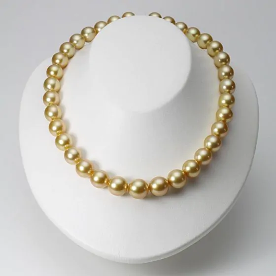 11 - 13mm 白蝶真珠（ゴールド系）ネックレス | Moon Label - 大月真珠