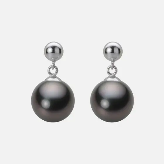 9.0mm 黒蝶真珠ピアス | Moon Label - 大月真珠オンラインショップ
