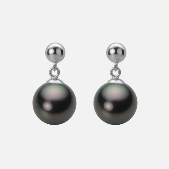 9.0mm 黒蝶真珠ピアス | Moon Label - 大月真珠オンラインショップ