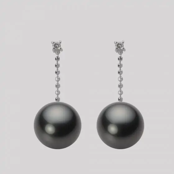 9.0mm 黒蝶真珠ピアス | Moon Label - 大月真珠オンラインショップ