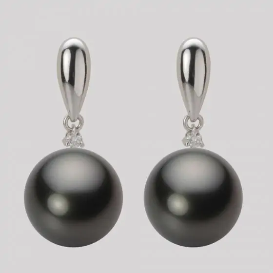 12.0mm 黒蝶真珠ピアス | Moon Label - 大月真珠オンラインショップ