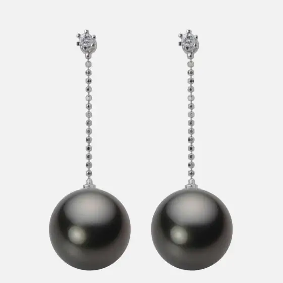 12.0mm 黒蝶真珠ピアス | Moon Label - 大月真珠オンラインショップ
