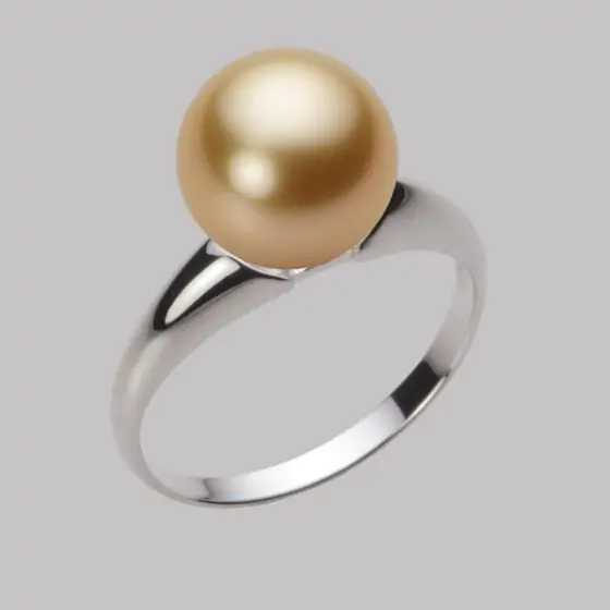 9.0mm 白蝶真珠（ゴールド系）リング | Moon Label - 大月真珠