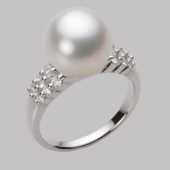 新品/K18/K18PG/D0.12ダイヤ/白蝶真珠/天然珊瑚/美品/指輪リング 新品