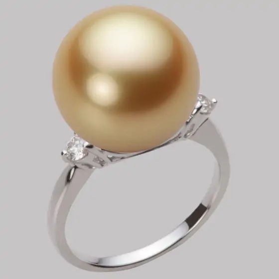 14.0mm 白蝶真珠（ゴールド系）リング | Moon Label - 大月真珠