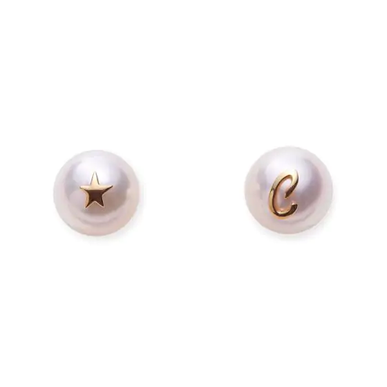イニシャルパールピアス・C | Moon Label - 大月真珠オンラインショップ