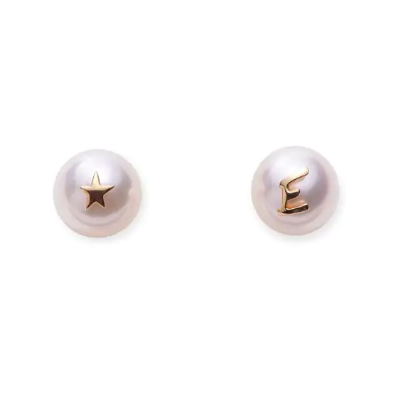 イニシャルパールピアス・E | Moon Label - 大月真珠オンライン