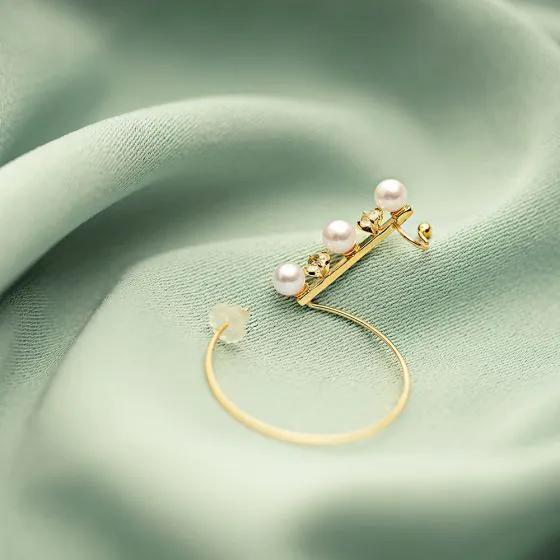 4.0mm アコヤ真珠 フープ＆ラインピアス（K10） | Moon Label - 大月