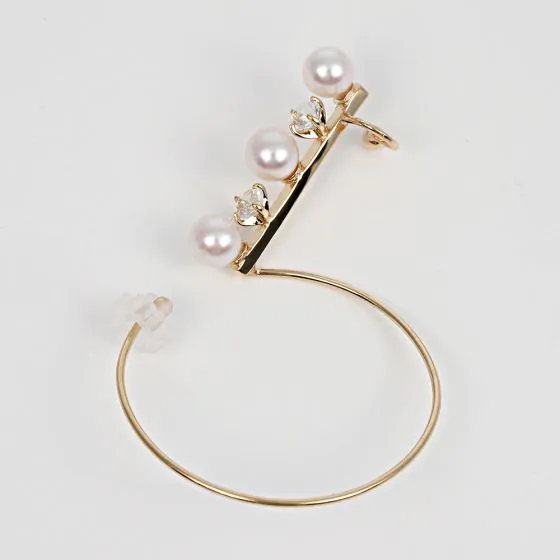 4.0mm アコヤ真珠 フープ＆ラインピアス（K10） | Moon Label - 大月
