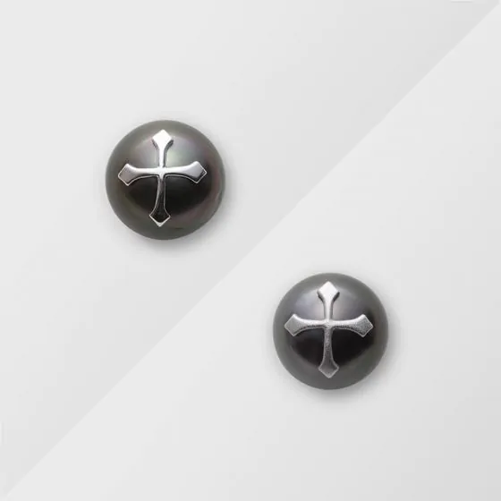 CROSS ブラックパール ラペルピン | Moon Label - 大月真珠オンライン
