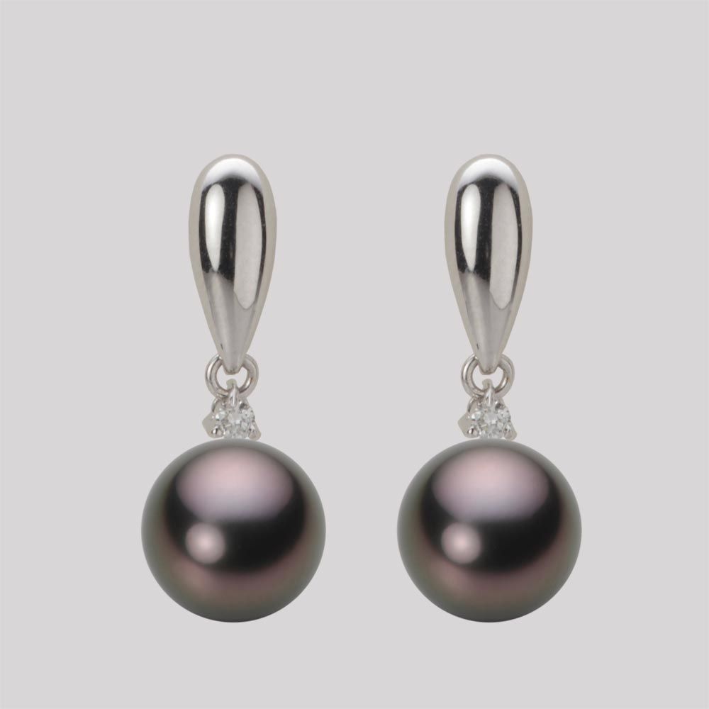 8.0mm 黒蝶真珠ピアス