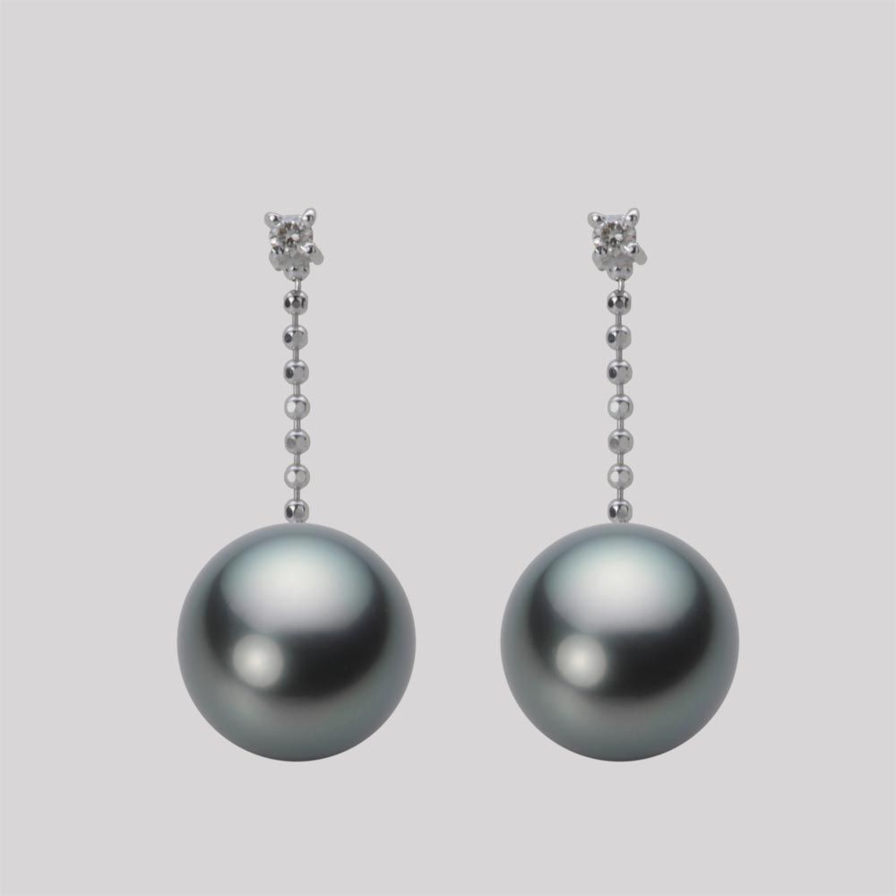 9.0mm 黒蝶真珠ピアス