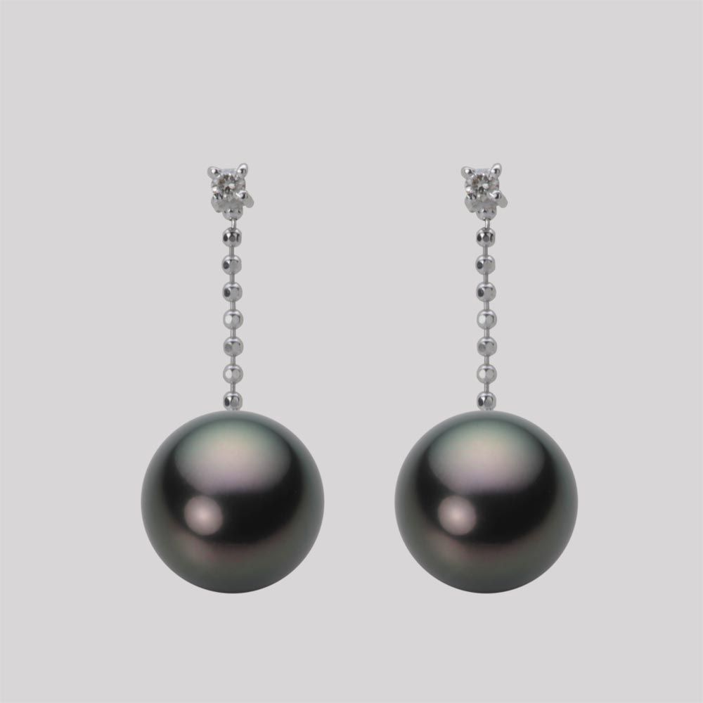 9.0mm 黒蝶真珠ピアス
