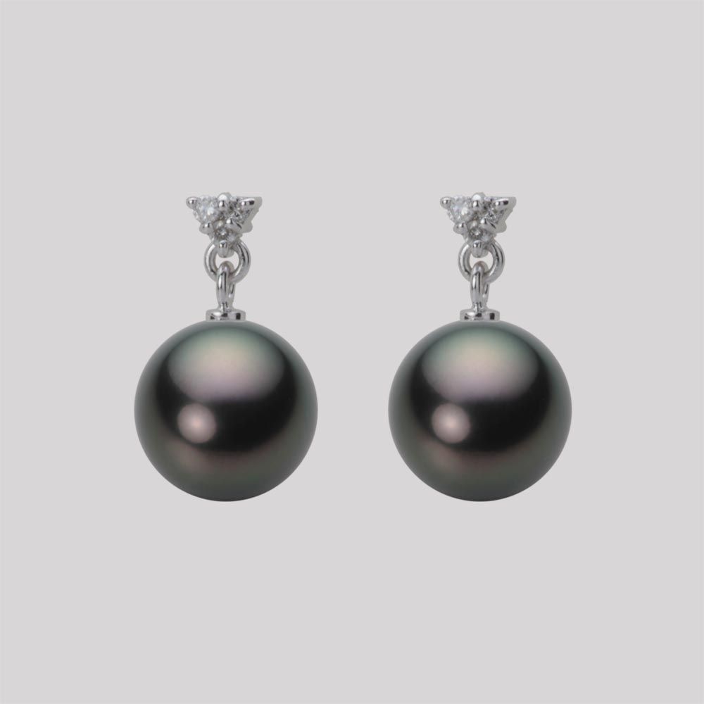 9.0mm 黒蝶真珠ピアス