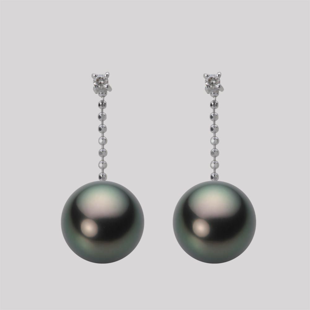 9.0mm 黒蝶真珠ピアス