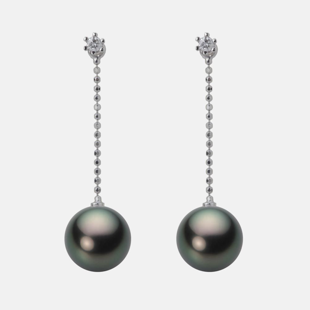 9.0mm 黒蝶真珠ピアス