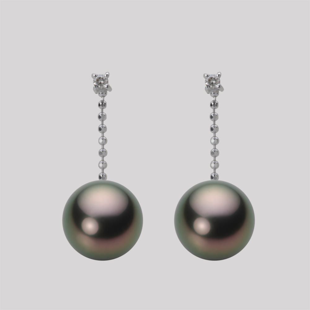 9.0mm 黒蝶真珠ピアス
