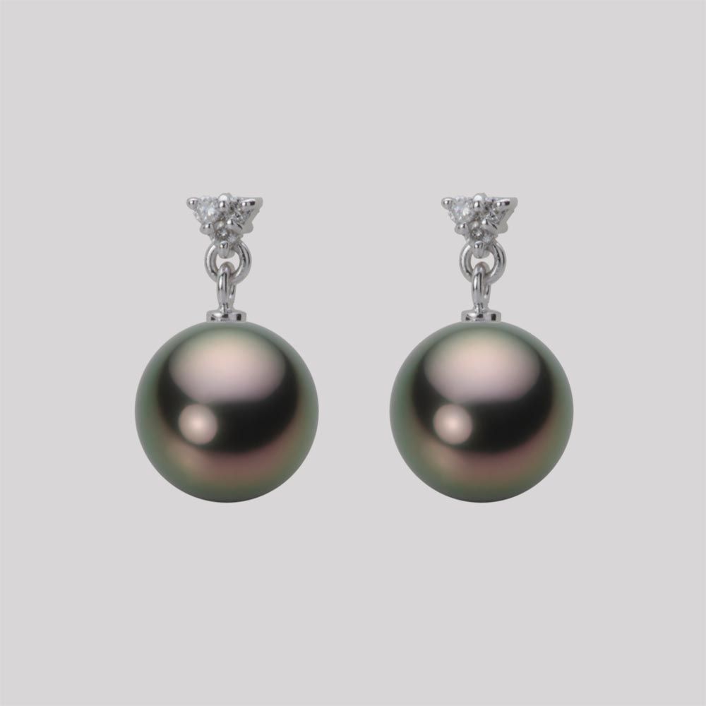 9.0mm 黒蝶真珠ピアス