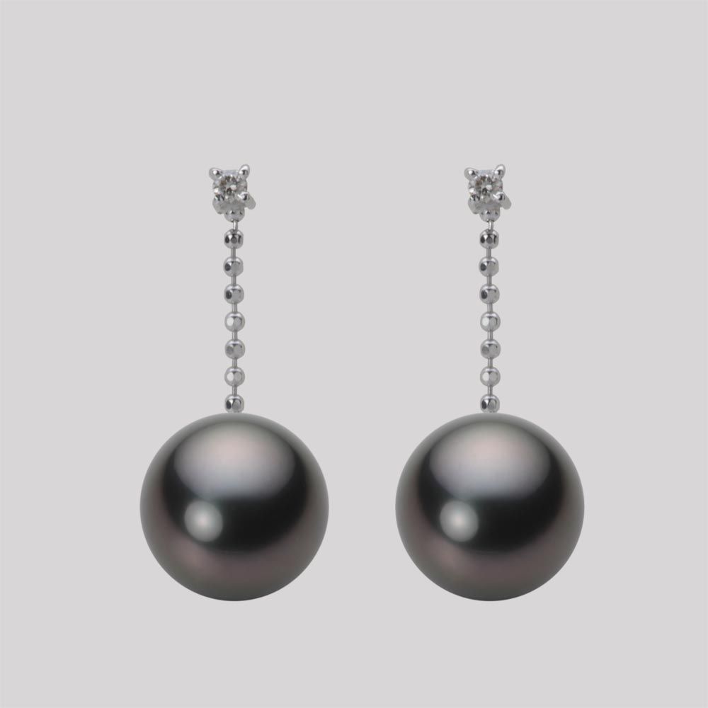 9.0mm 黒蝶真珠ピアス