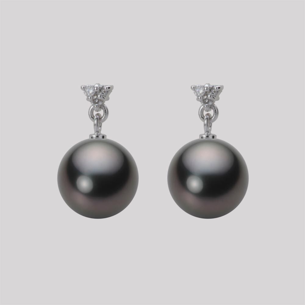 9.0mm 黒蝶真珠ピアス