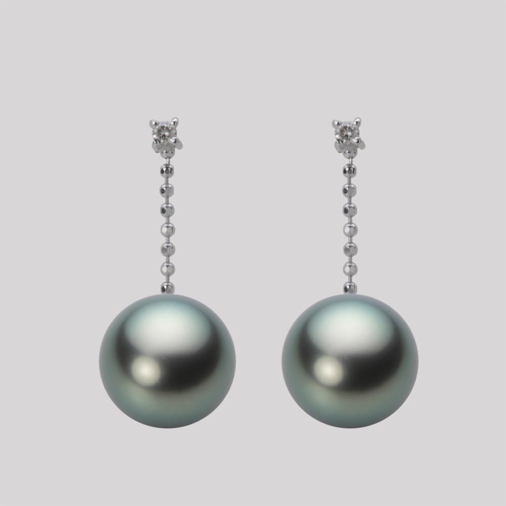 9.0mm 黒蝶真珠ピアス