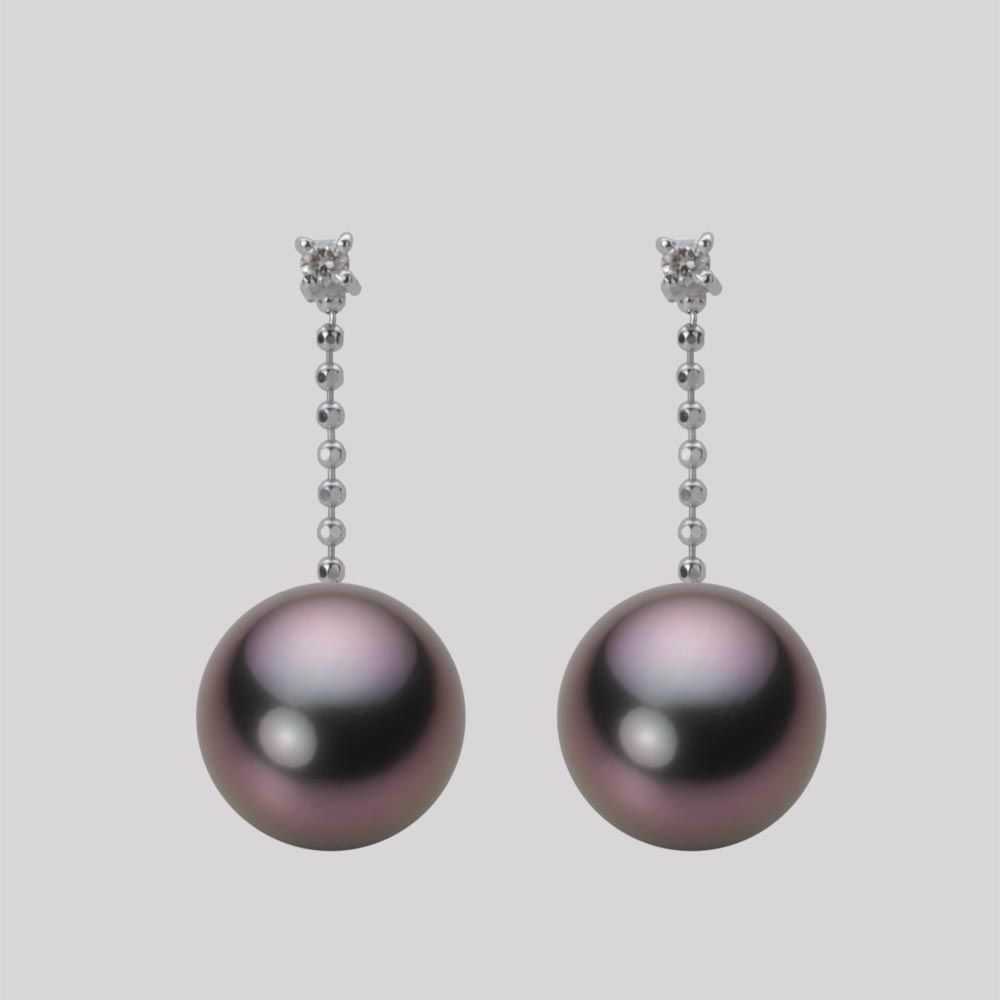 9.0mm 黒蝶真珠ピアス