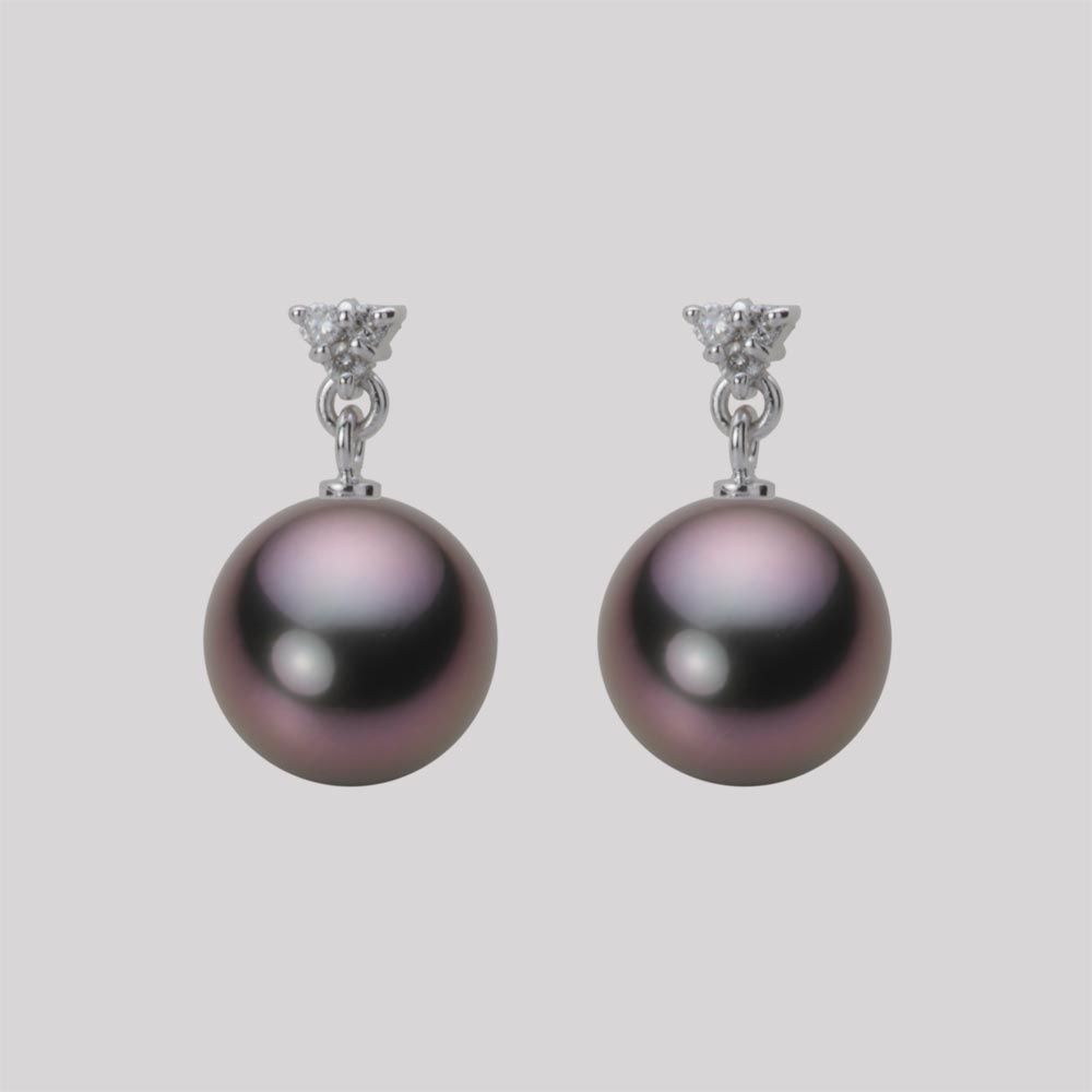 9.0mm 黒蝶真珠ピアス