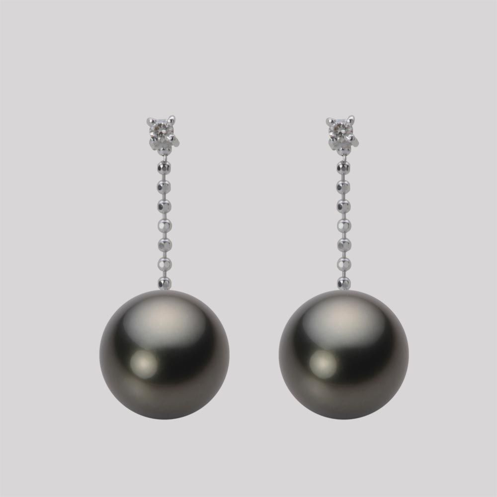 9.0mm 黒蝶真珠ピアス