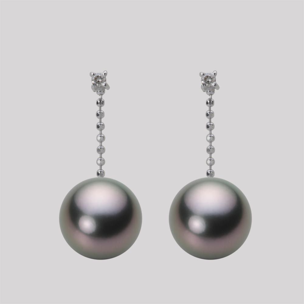 9.0mm 黒蝶真珠ピアス