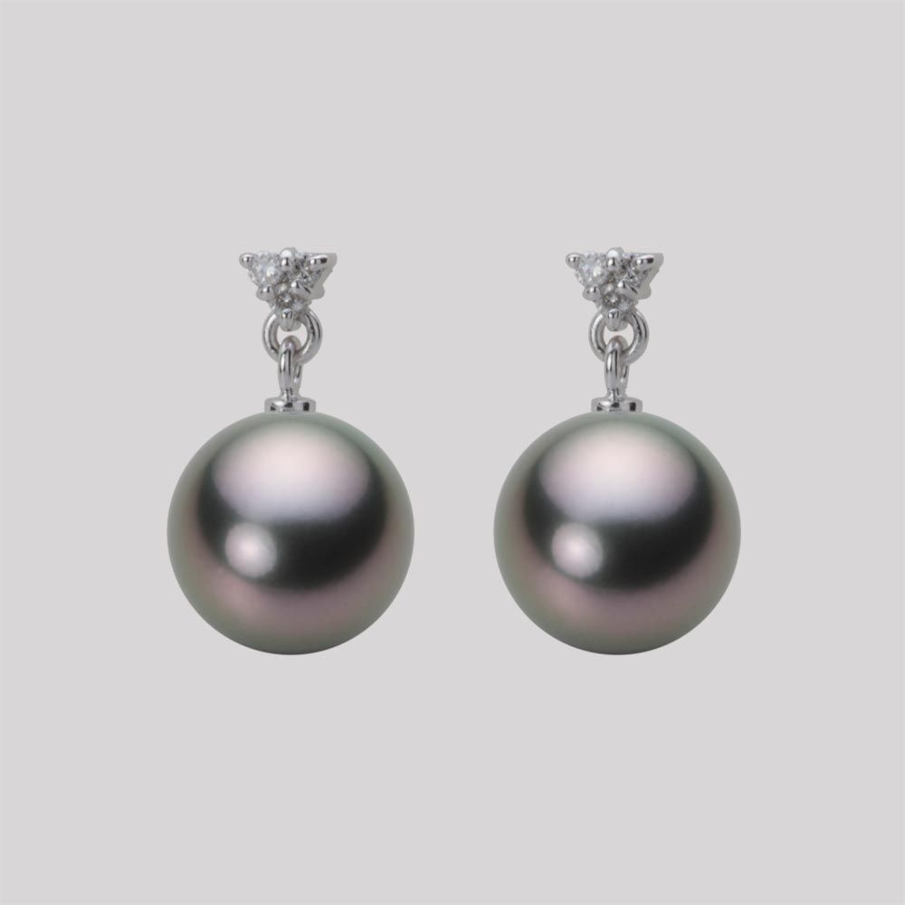 9.0mm 黒蝶真珠ピアス