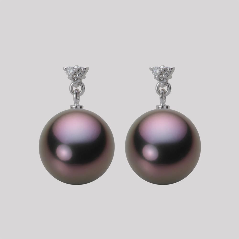 11.0mm 黒蝶真珠ピアス
