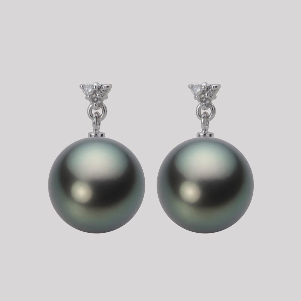 11.0mm 黒蝶真珠ピアス