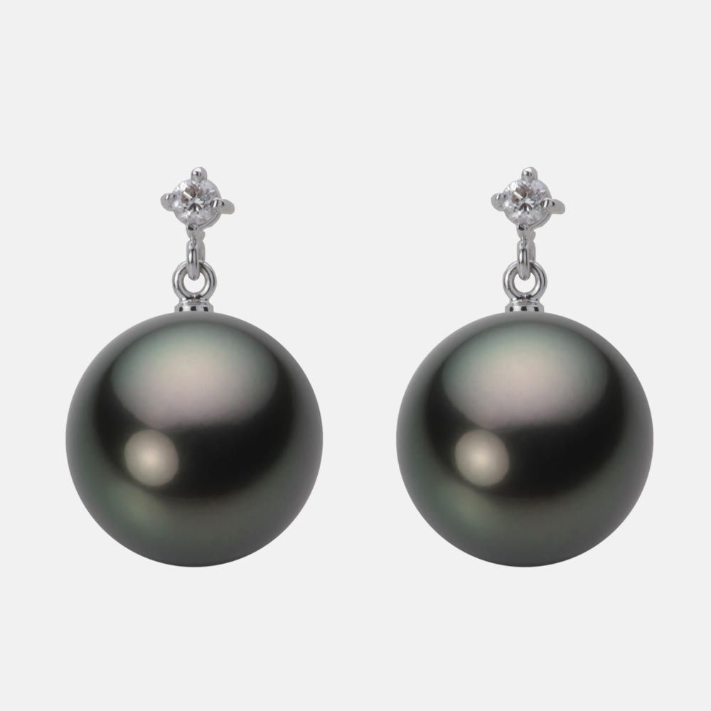 12.0mm 黒蝶真珠ピアス