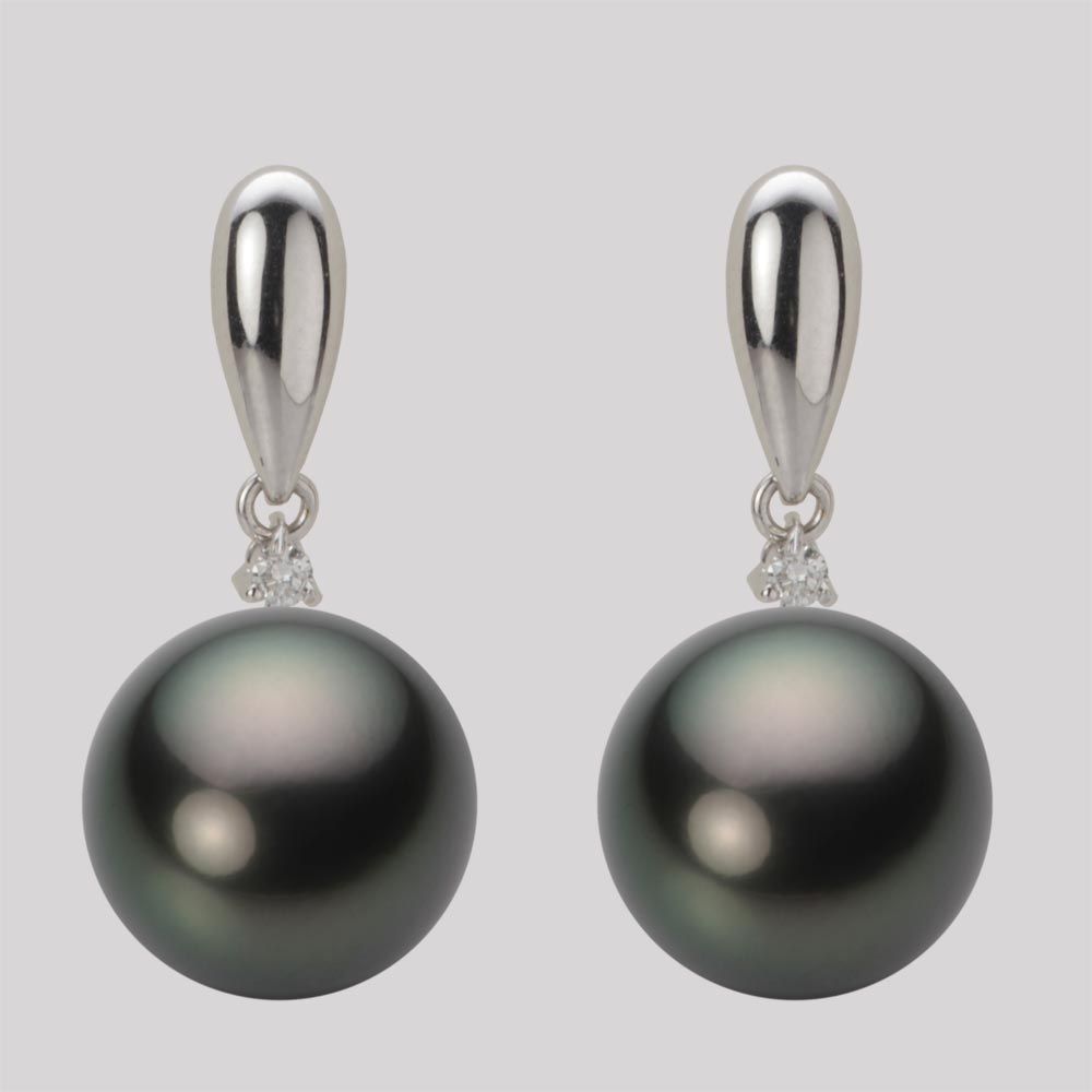 12.0mm 黒蝶真珠ピアス