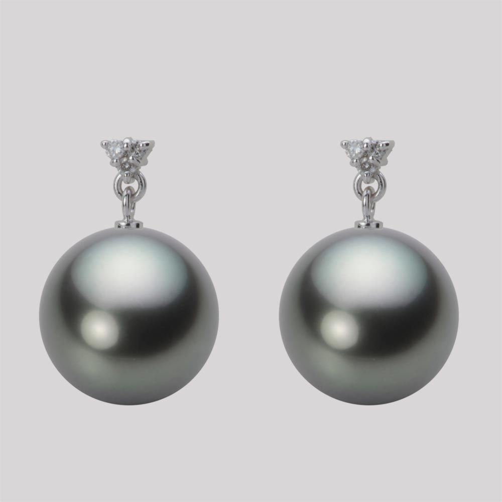 12.0mm 黒蝶真珠ピアス