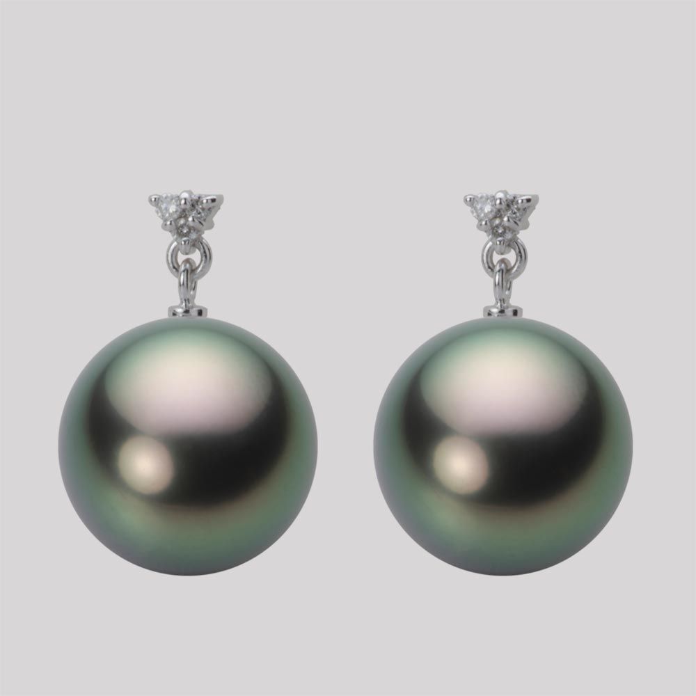 12.0mm 黒蝶真珠ピアス