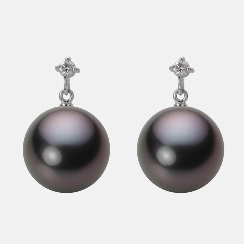 12.0mm 黒蝶真珠ピアス
