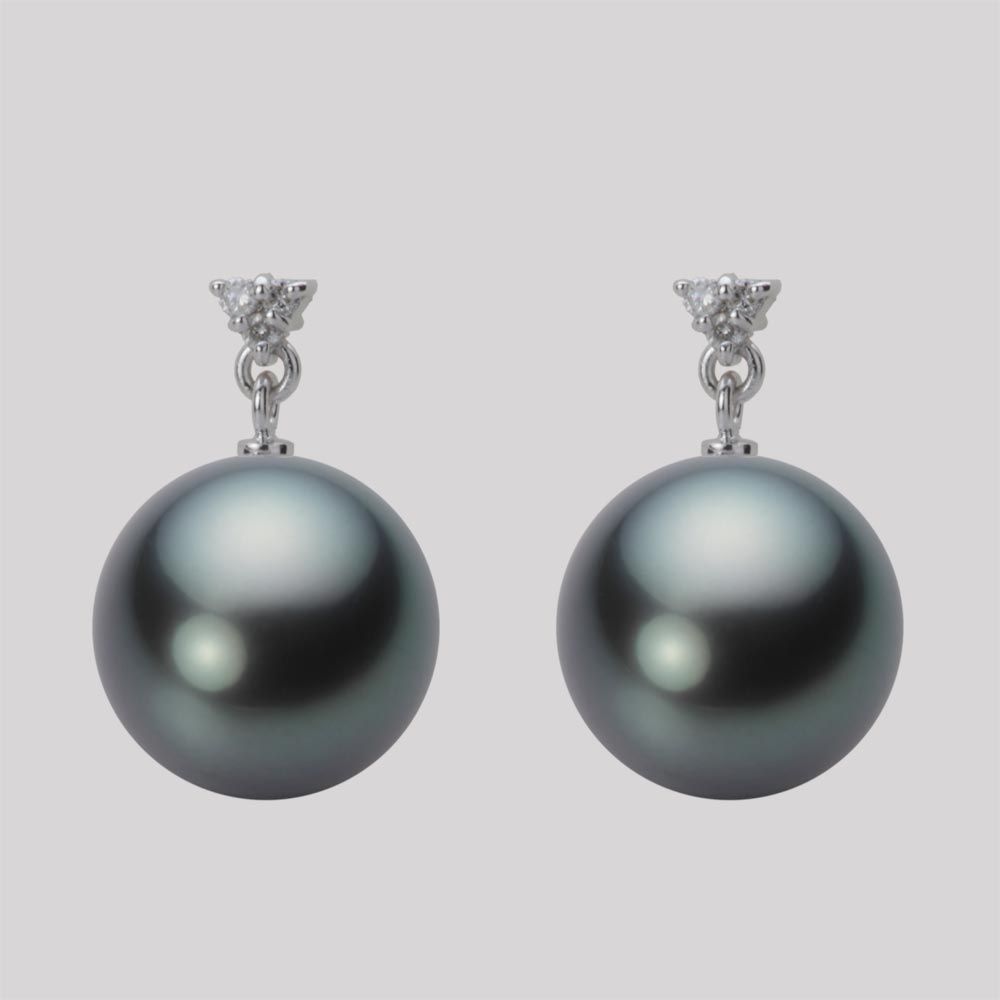 12.0mm 黒蝶真珠ピアス