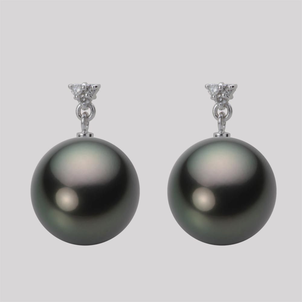 12.0mm 黒蝶真珠ピアス