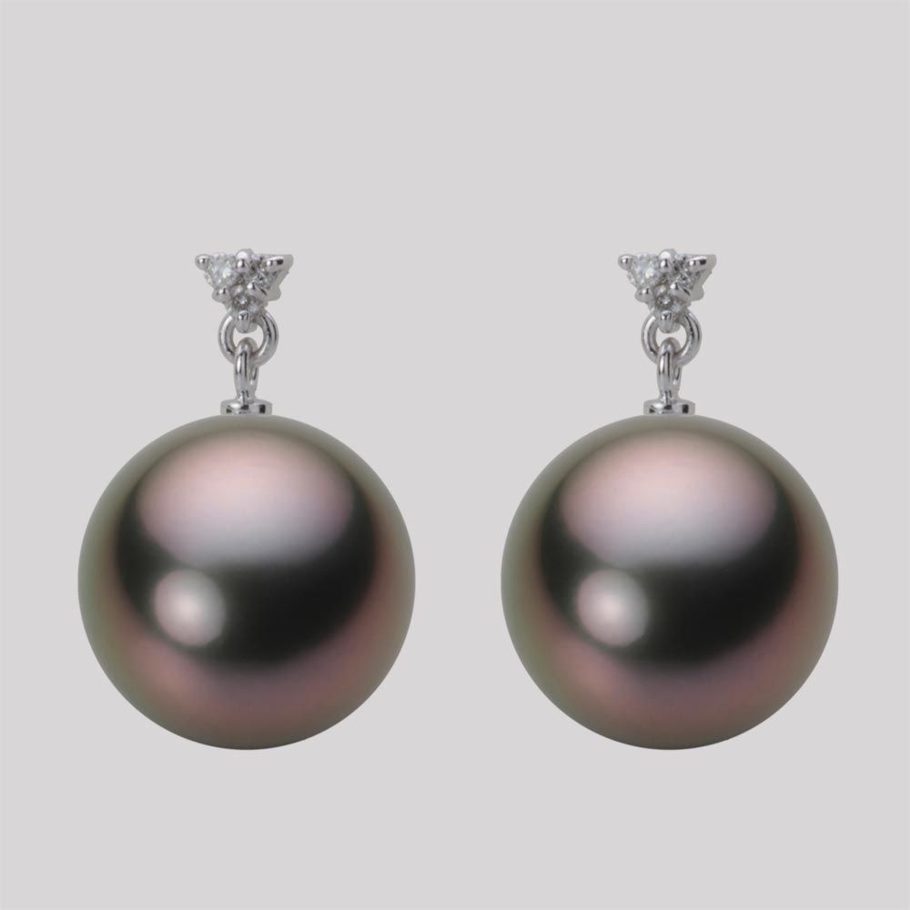 12.0mm 黒蝶真珠ピアス