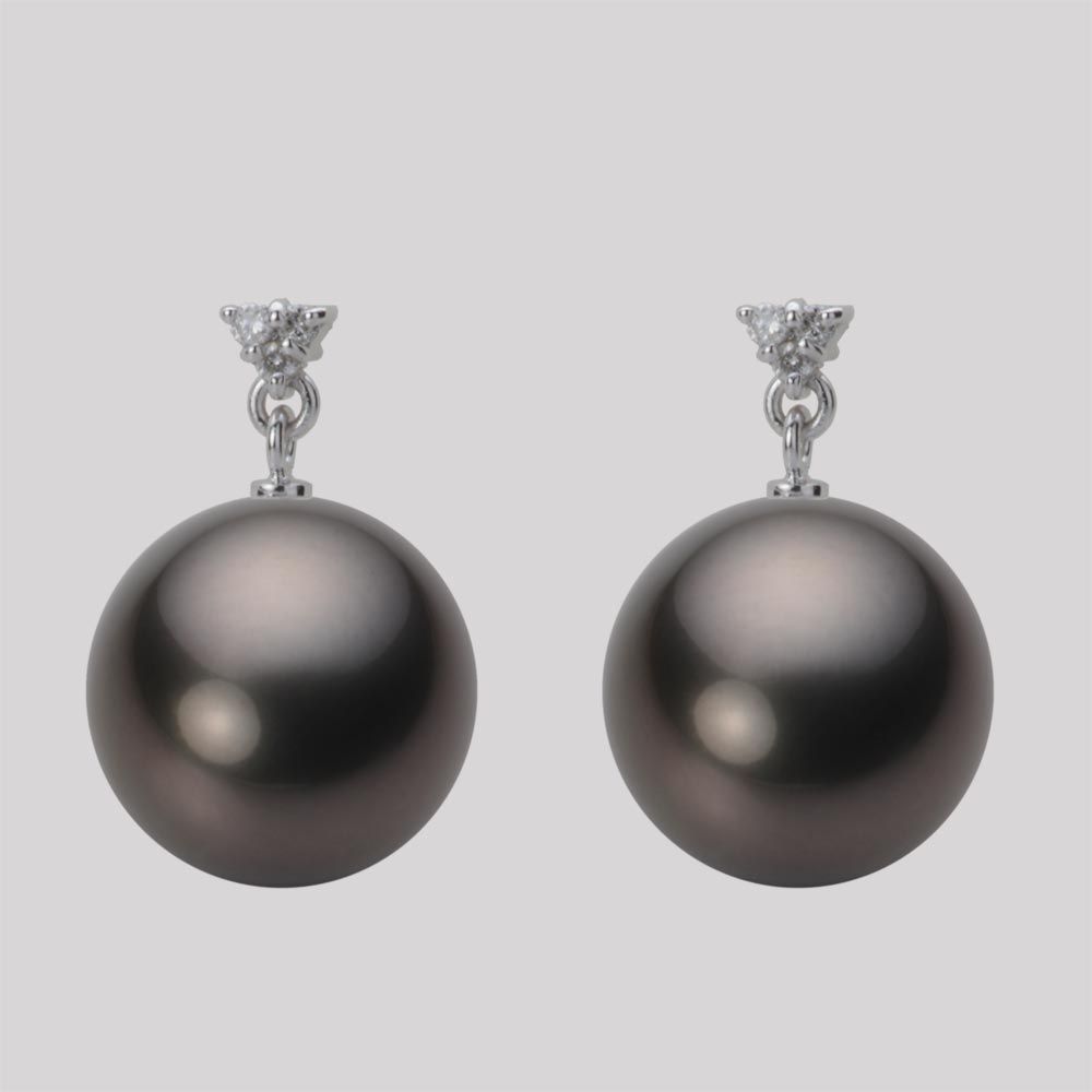 12.0mm 黒蝶真珠ピアス