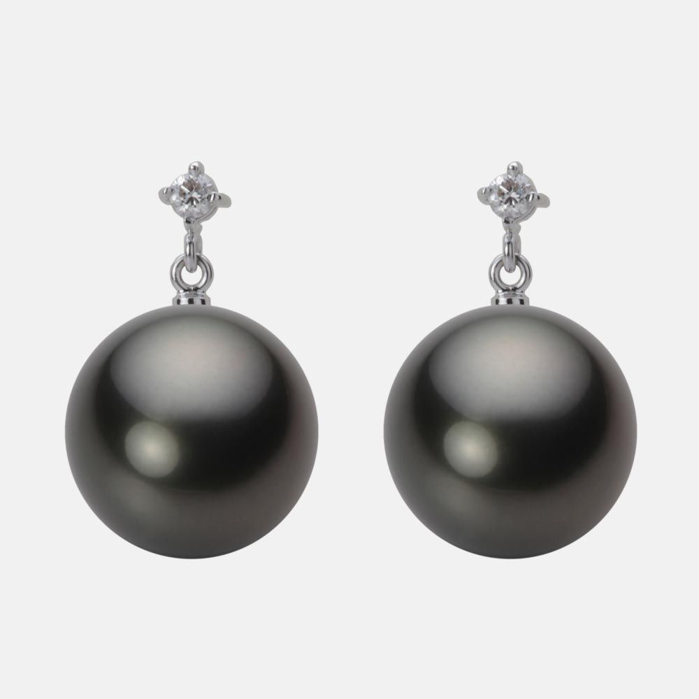 12.0mm 黒蝶真珠ピアス