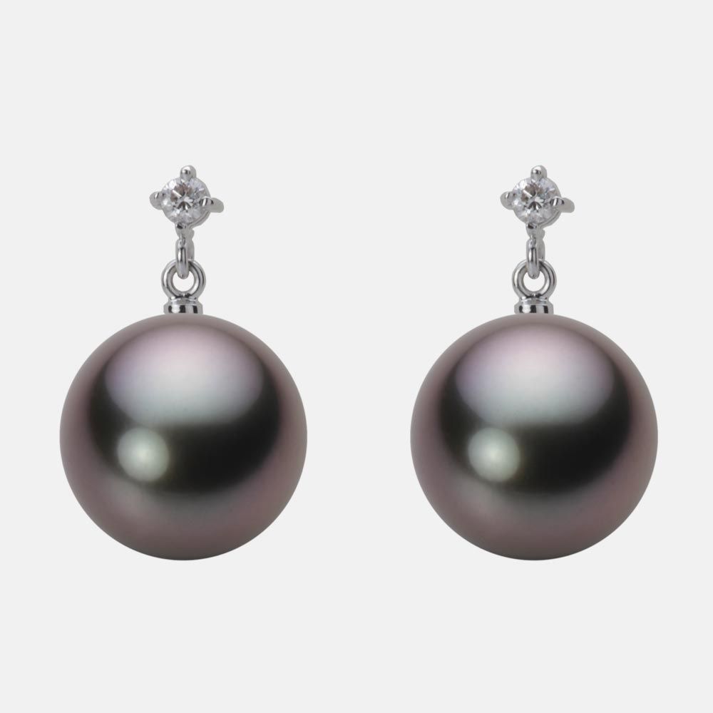 12.0mm 黒蝶真珠ピアス