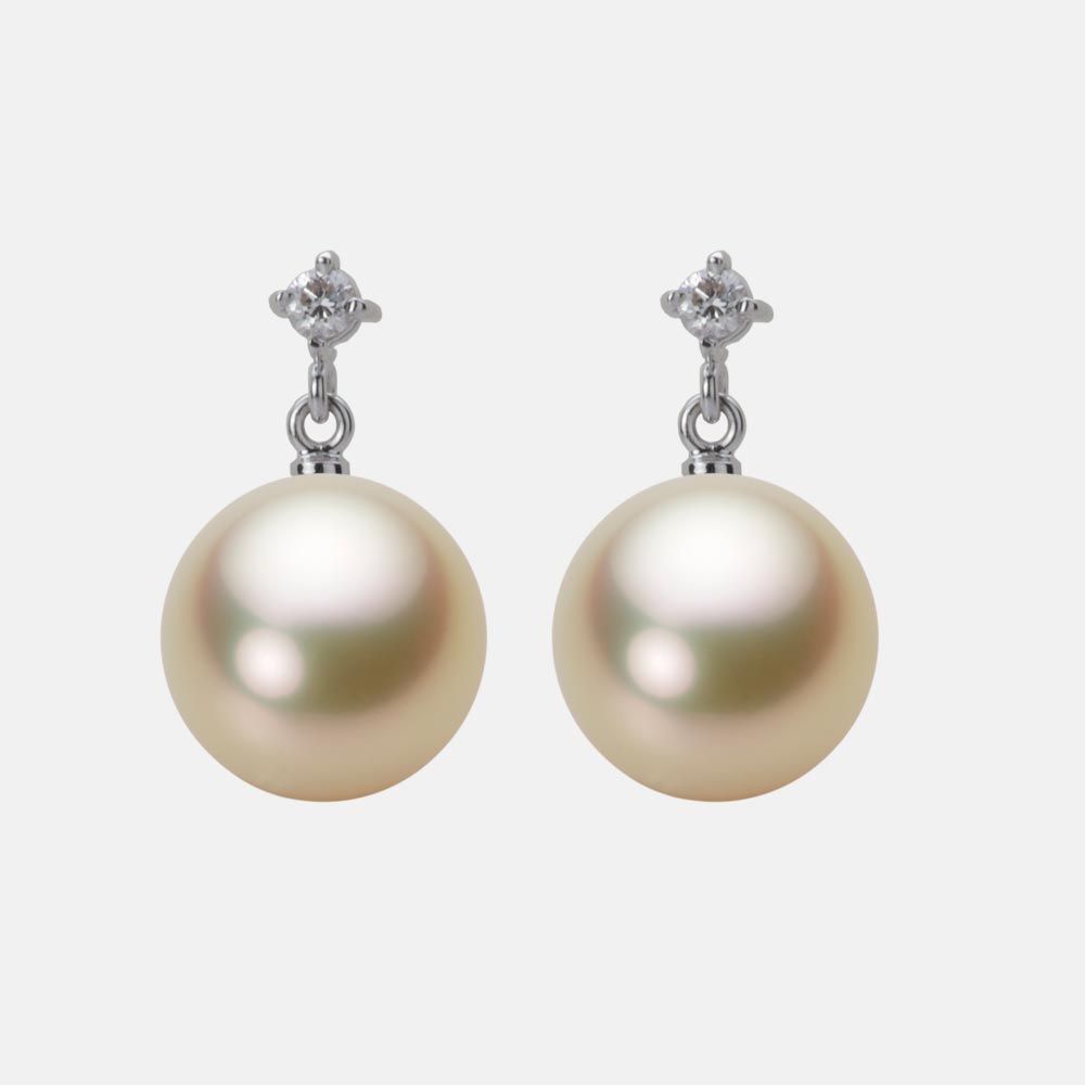 10.0mm 白蝶真珠（ゴールド系）ピアス