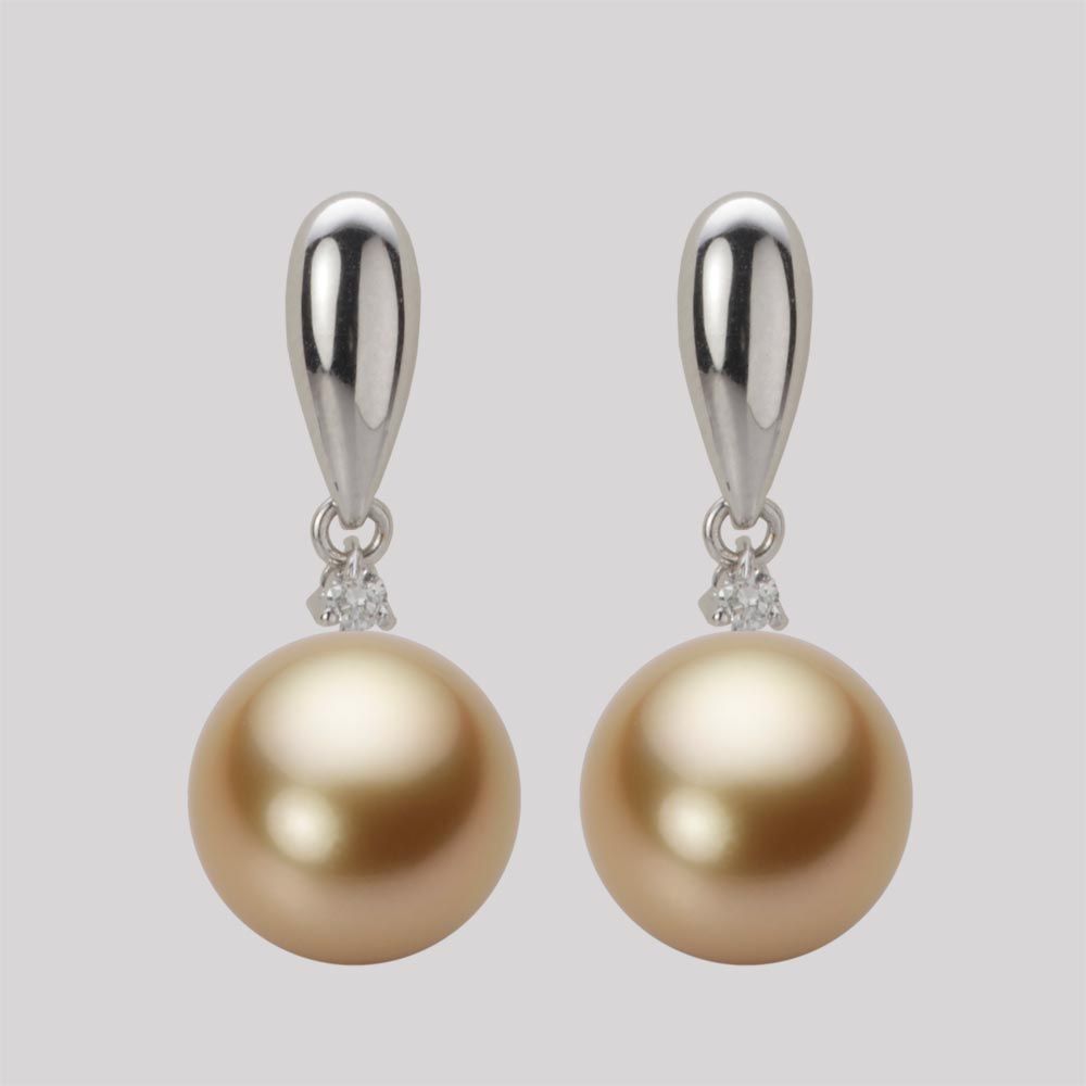 10.0mm 白蝶真珠（ゴールド系）ピアス