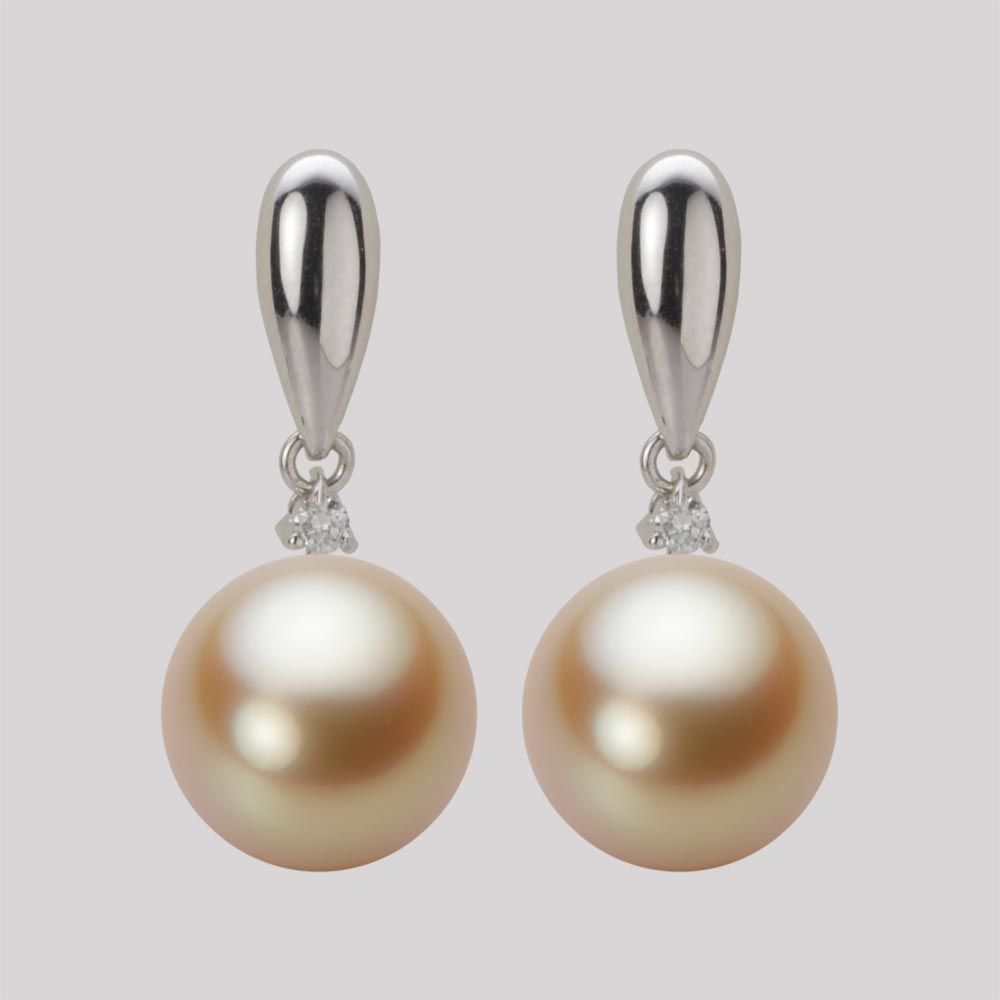 10.0mm 白蝶真珠（ゴールド系）ピアス