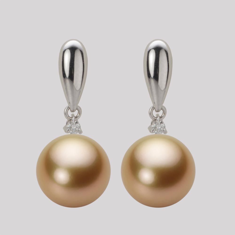 10.0mm 白蝶真珠（ゴールド系）ピアス